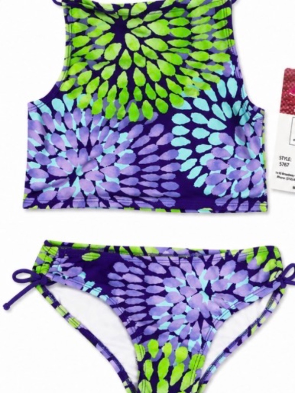 Kanu Surf Girls Two-Piece Tankini Swimsuit Set – Size 8 – Purple, Lavender & Bri
